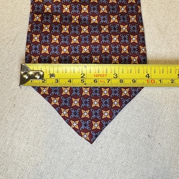JZ Richards Red Blue Gold Stain Resistant‎ 100% Silk Twill Made In USA Neat Tie - Picture 7 of 7